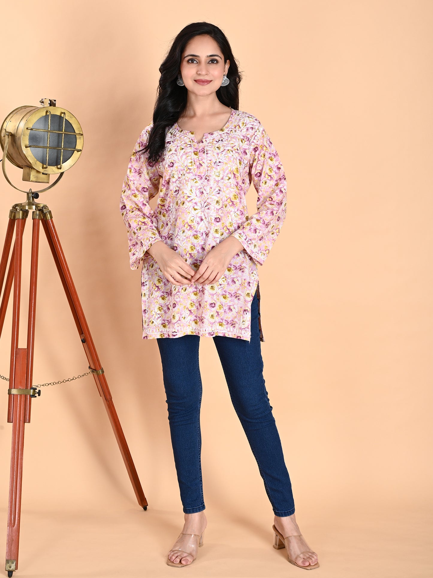 Purple Mul Cotton Lucknowi Chikankari Short Kurti for Women with Hand Embroidery – Casual Ethnic Wear Top