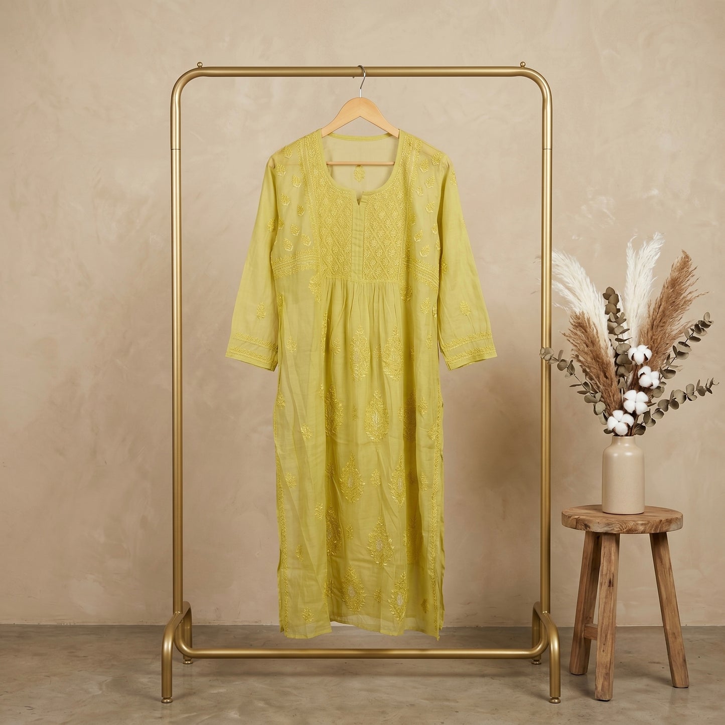 Nazaira Pure Mul Chanderi Semi-Stitched Suit for Women with Dupatta | Hand Embroidered Lucknow Chikankari Kurta Set | Heavy Cutdana & Sequence Work | Naira Cut Gown Style Ethnic Wear | Pista Green |
