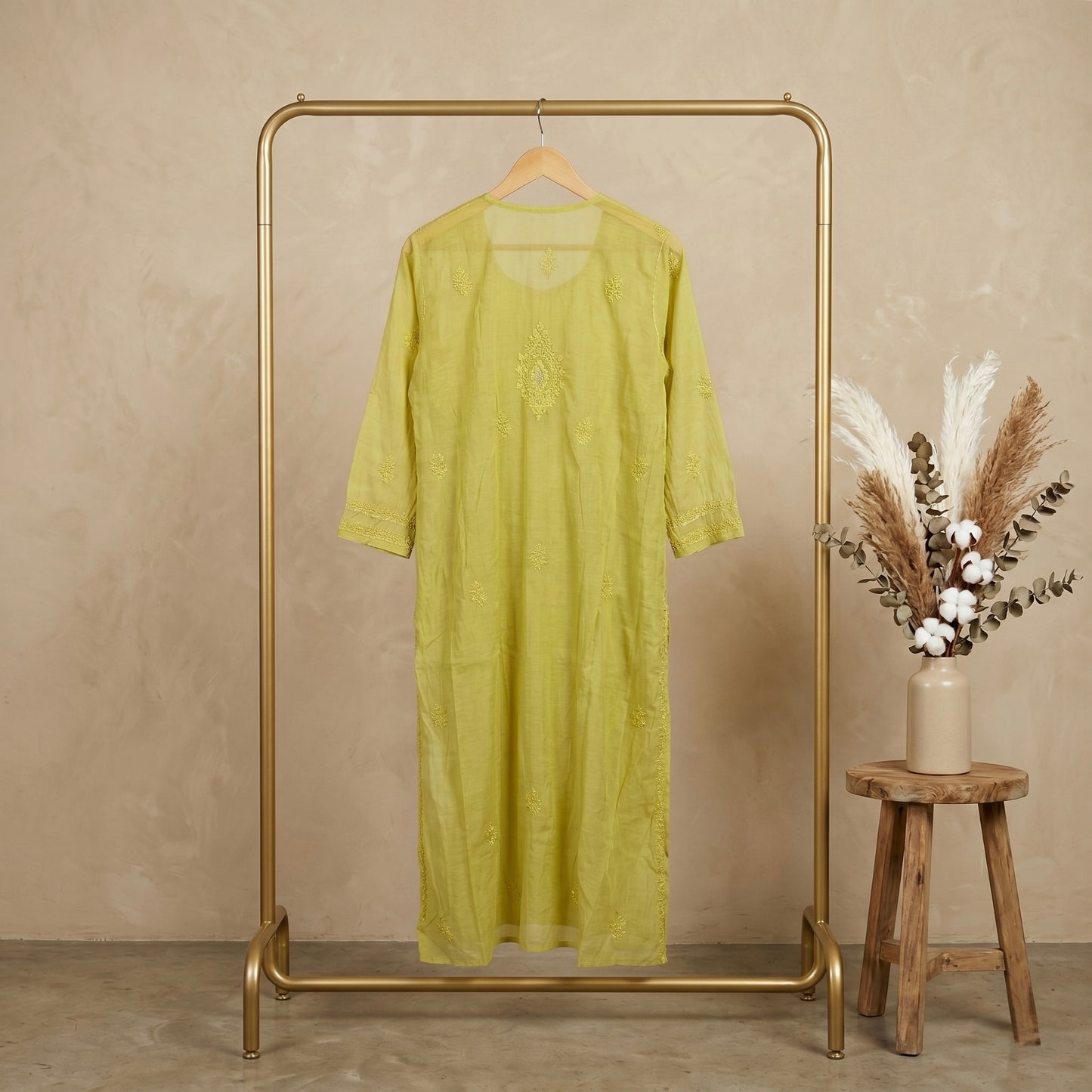 Nazaira Pure Mul Chanderi Semi-Stitched Suit for Women with Dupatta | Hand Embroidered Lucknow Chikankari Kurta Set | Heavy Cutdana & Sequence Work | Naira Cut Gown Style Ethnic Wear | Pista Green |