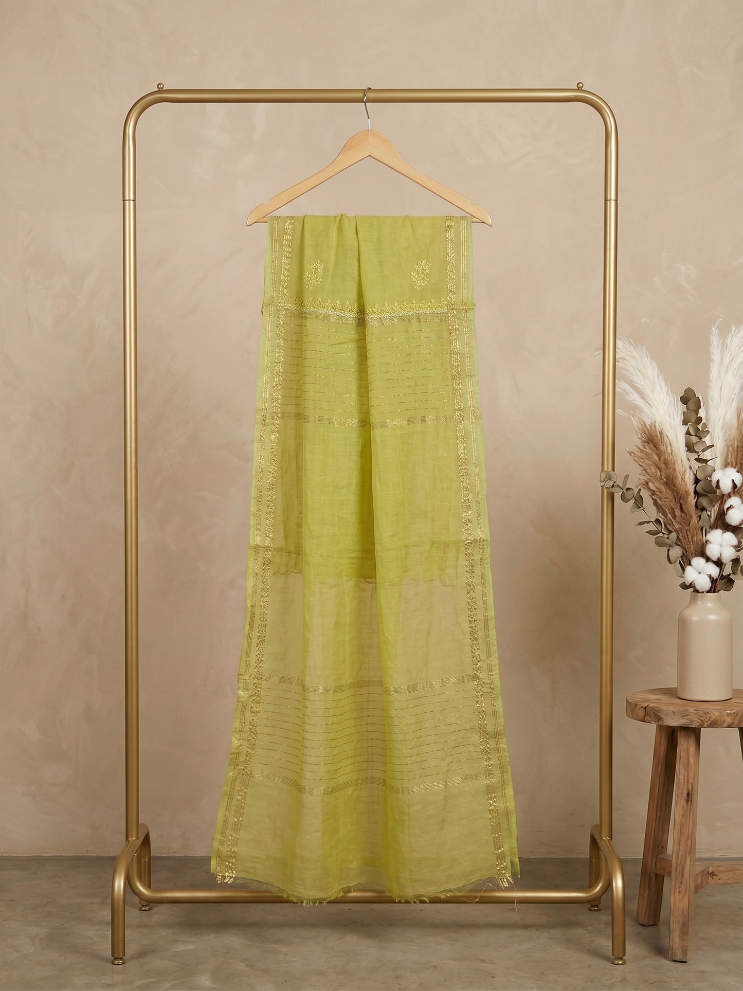 Nazaira Pure Mul Chanderi Semi-Stitched Suit for Women with Dupatta | Hand Embroidered Lucknow Chikankari Kurta Set | Heavy Cutdana & Sequence Work | Naira Cut Gown Style Ethnic Wear | Pista Green |