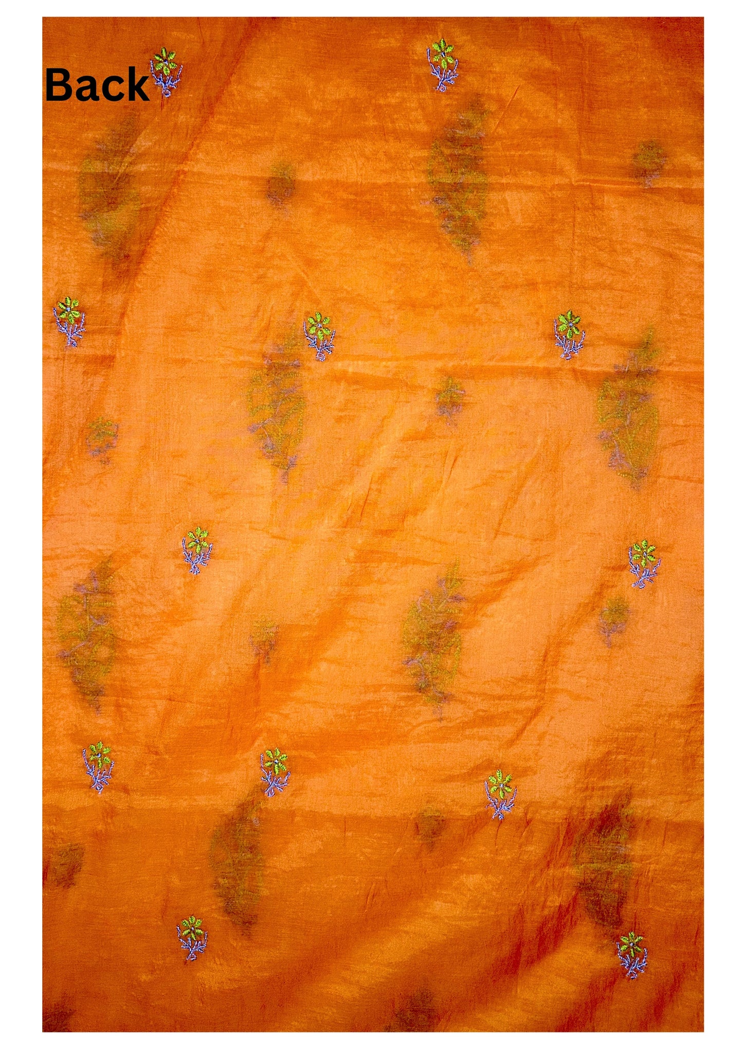 Pure Mul Chanderi Lucknowi Chikankari Unstitched Suit for Women with Dupatta – Hand Embroidered Ethnic Dress Material (2 Piece Set) - Orange