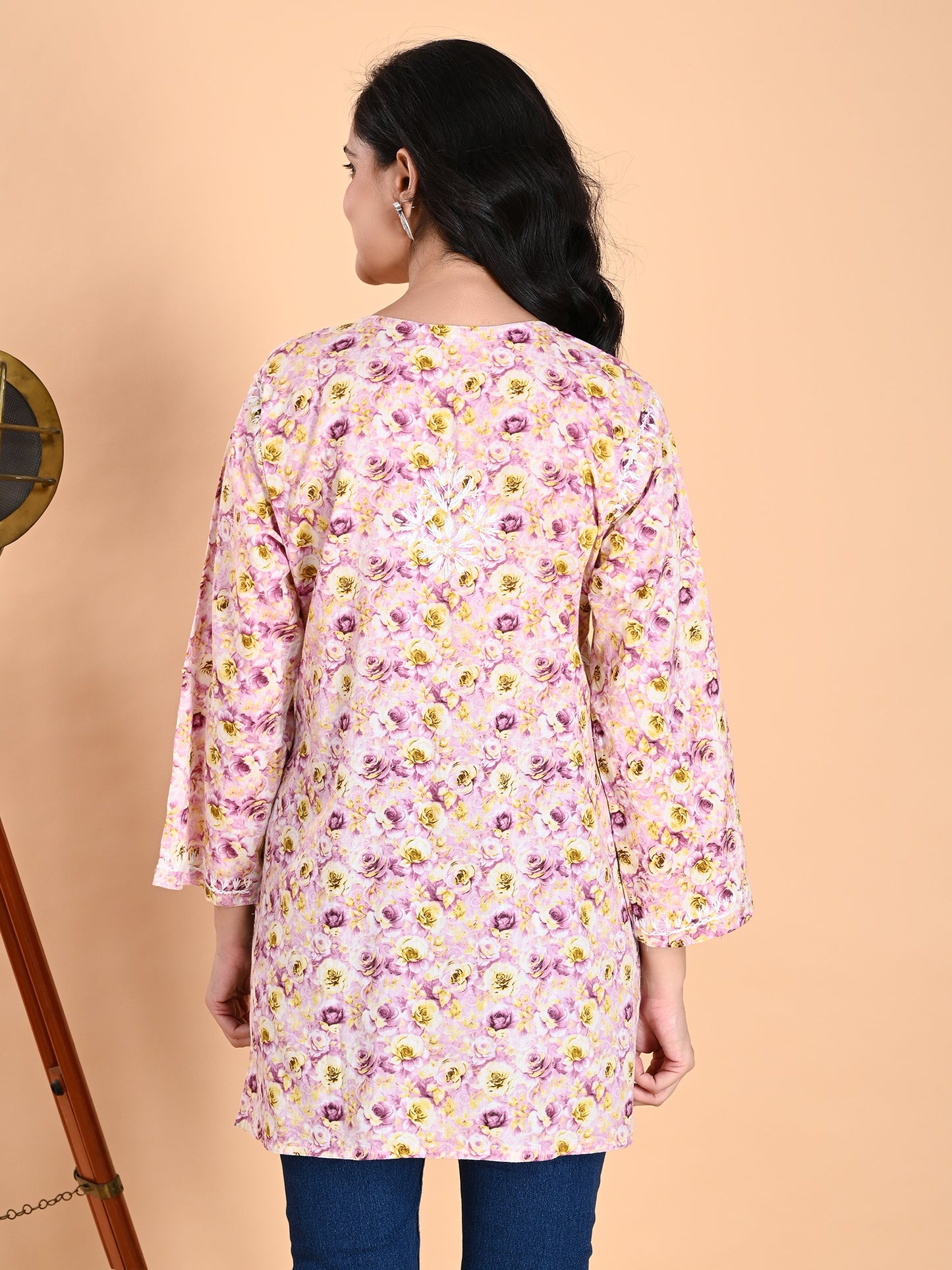 Purple Mul Cotton Lucknowi Chikankari Short Kurti for Women with Hand Embroidery – Casual Ethnic Wear Top