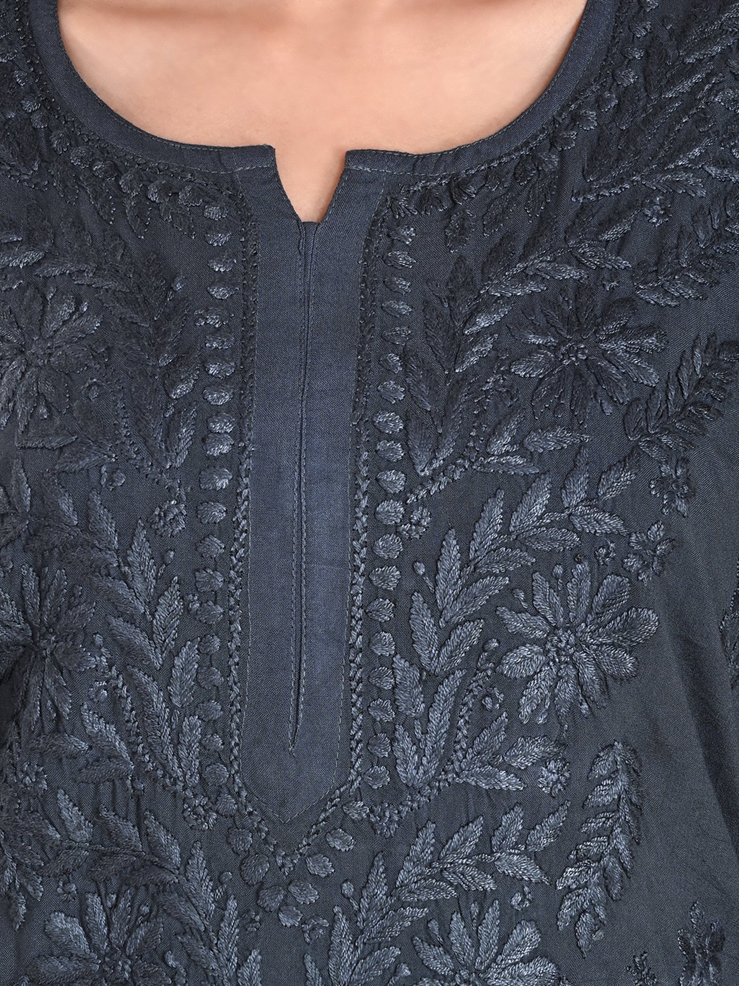 Green Rayon Lucknowi Chikankari Long Kurta for Women with Hand Embroidery – Elegant Traditional Ethnic Wear Kurti