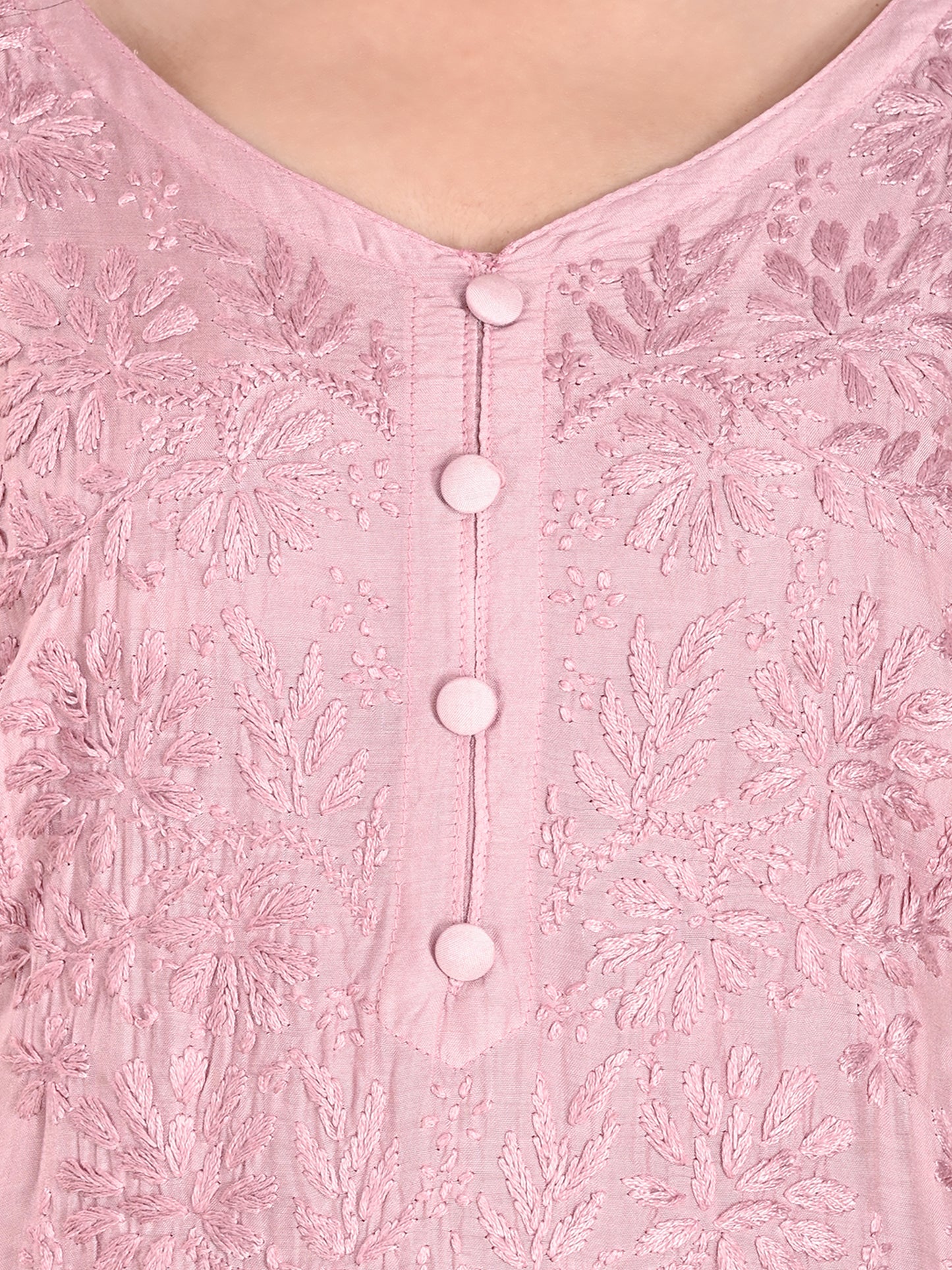 Lavender Muslin Lucknowi Chikankari Short Kurti Set with Pajama for Women with Hand Embroidery – Elegant Daily & Festive Ethnic Wear Set