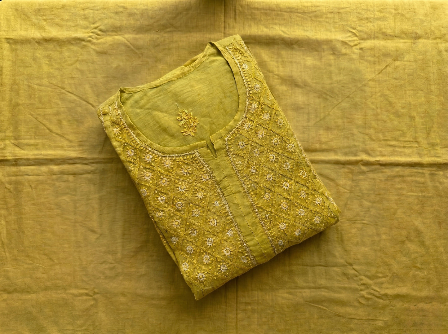 Nazaira Pure Mul Chanderi Semi-Stitched Suit for Women with Dupatta | Hand Embroidered Lucknow Chikankari Kurta Set | Heavy Cutdana & Sequence Work | Naira Cut Gown Style Ethnic Wear | Pista Green |