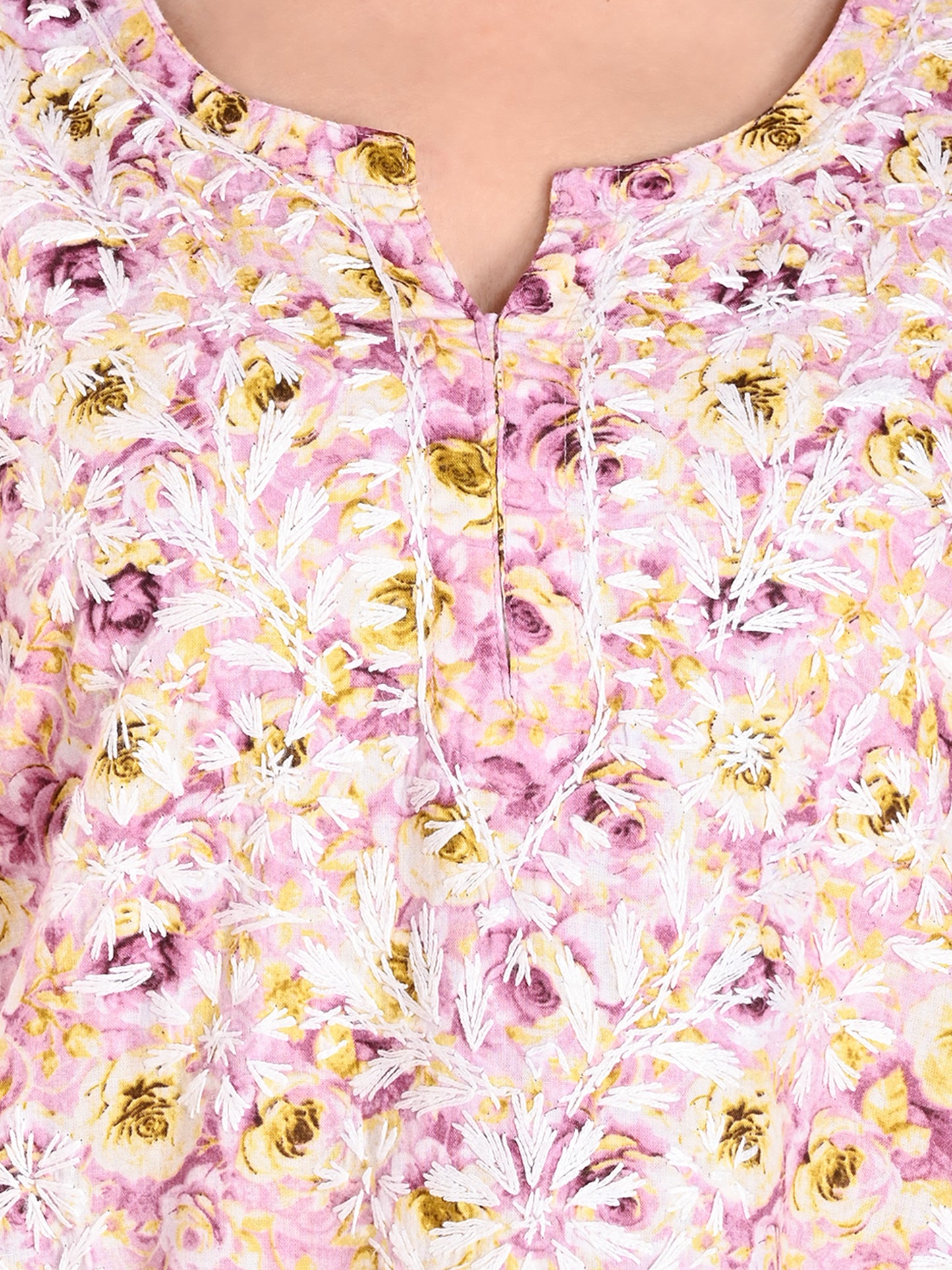 Purple Mul Cotton Lucknowi Chikankari Short Kurti for Women with Hand Embroidery – Casual Ethnic Wear Top